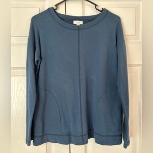 NWOT J.Jill Purejill Women’s Blue Long Sleeve Cotton Tunic Blouse Shirt Size XS